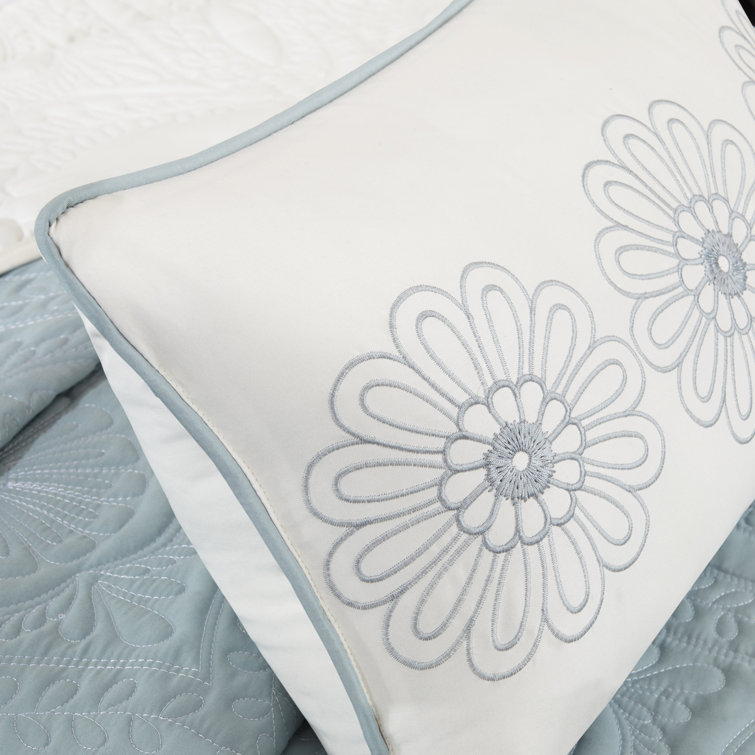 Blue Reversible King Microfiber Bedspread Set with Shams