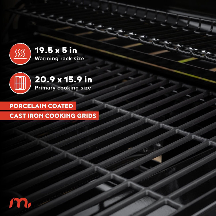 Megamaster Black 3-Burner Propane Gas Grill with Side Tables