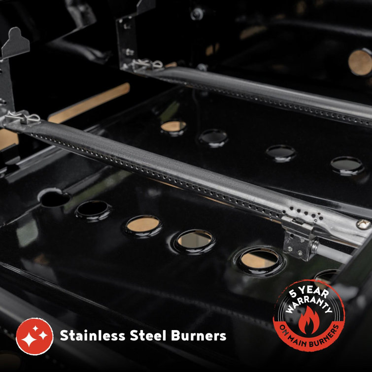 Megamaster Black 3-Burner Propane Gas Grill with Side Tables