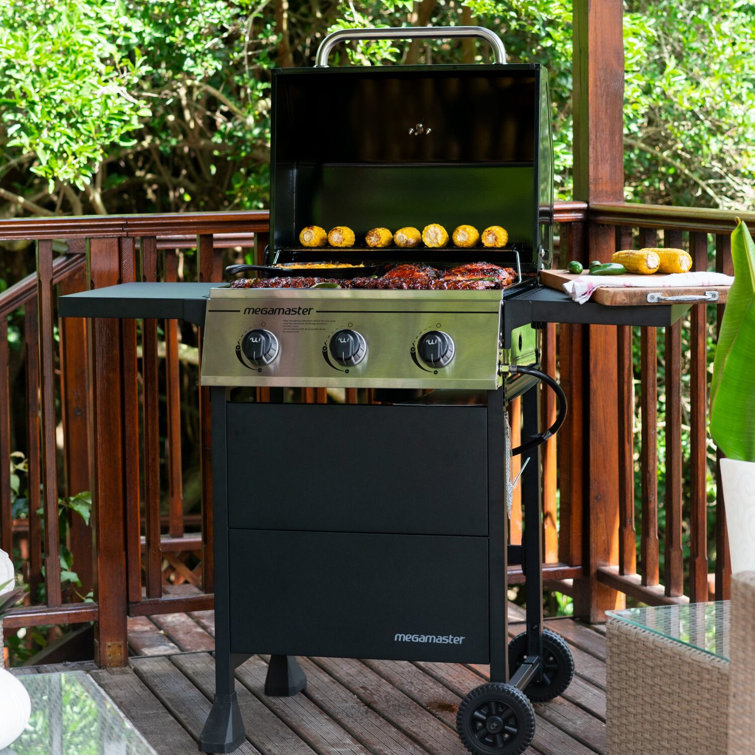 Megamaster 3-Burner Black and Silver Propane Gas Grill