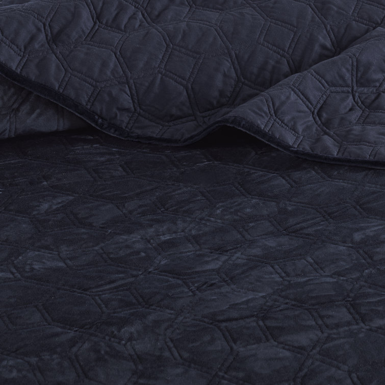 Navy Velvet King Reversible Quilt Set