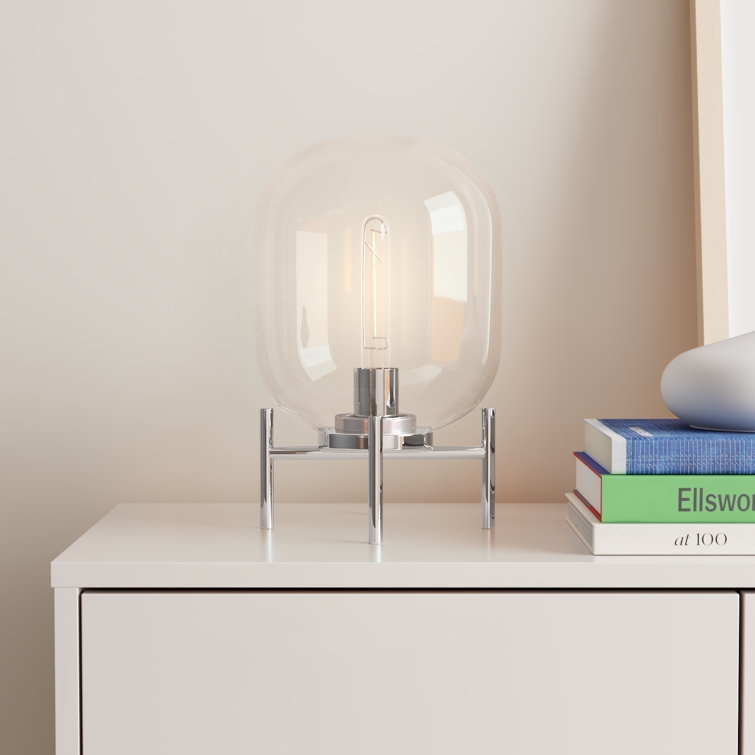 Edison Silver Nickel Finish Globe Glass Table Lamp