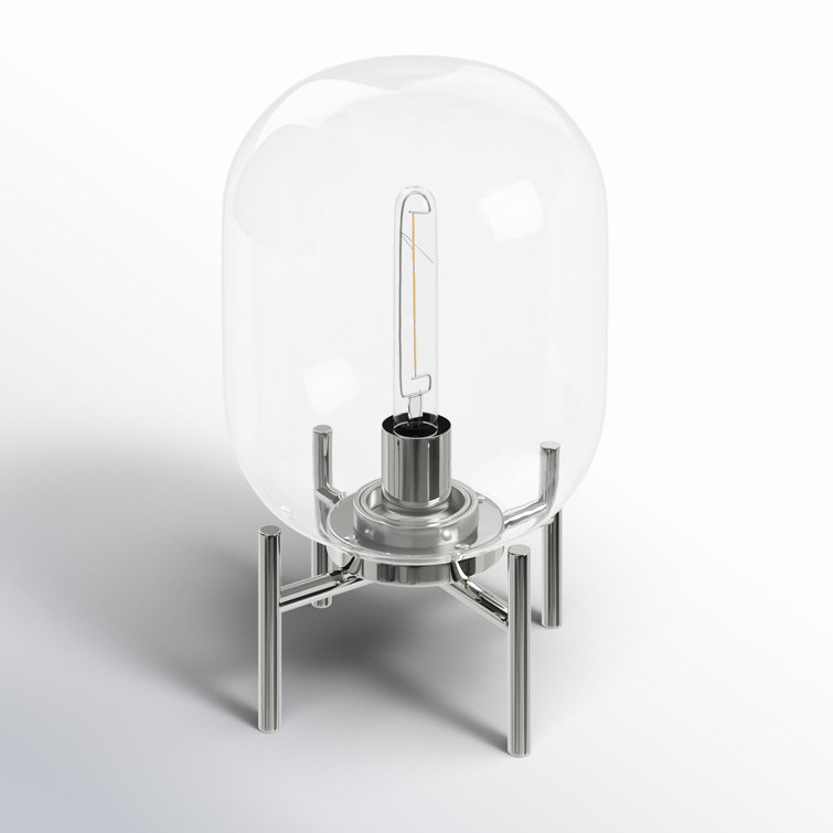 Edison Silver Nickel Finish Globe Glass Table Lamp