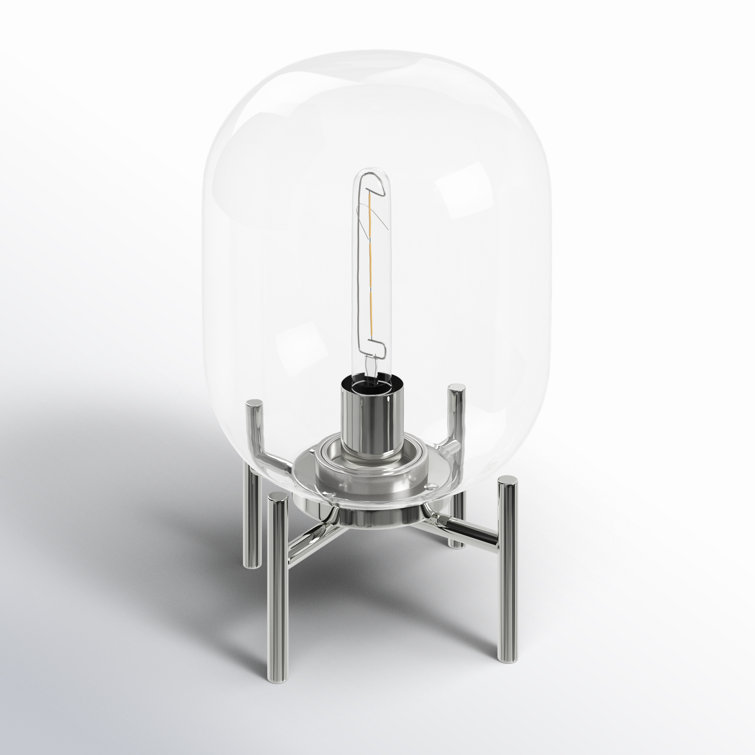 Edison Silver Nickel Finish Globe Glass Table Lamp