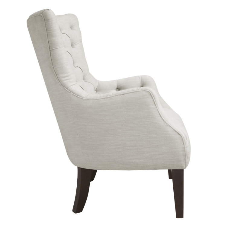 Ivory Elegance Tufted Wingback Accent Chair with Tapered Legs
