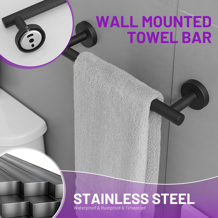 Matte Black Stainless Steel 4-Piece Bathroom Hardware Set