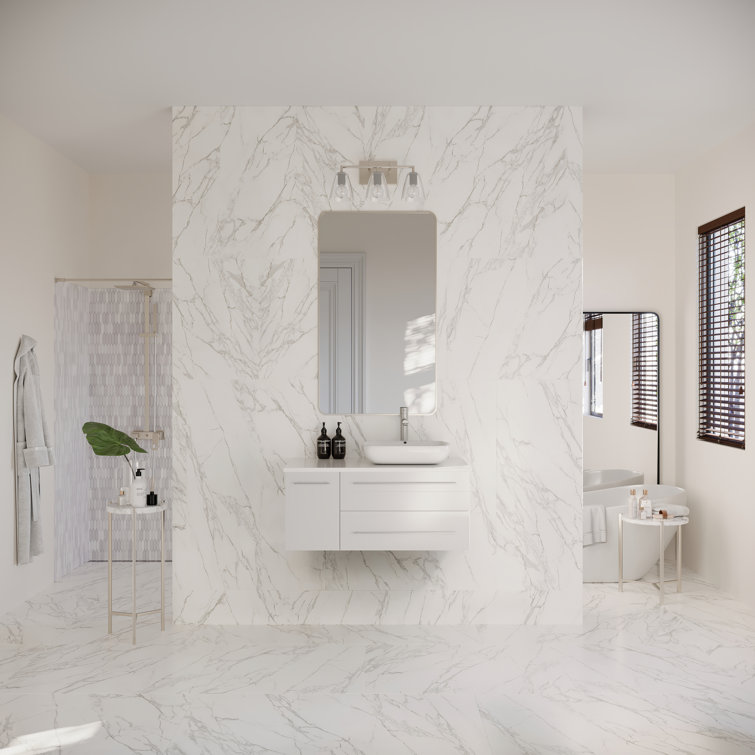 Lucera 36" White Wall Mounted Single Vessel Sink Vanity