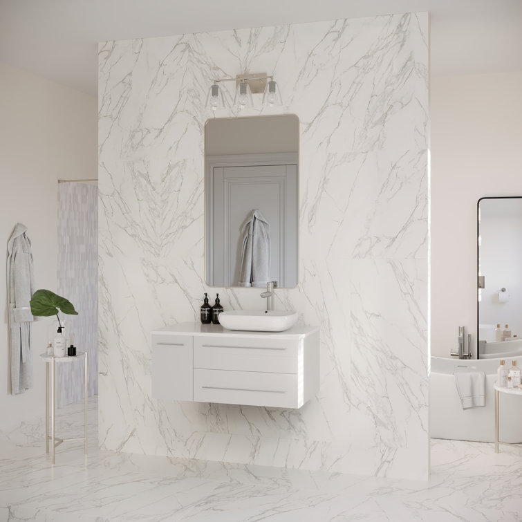 Lucera 36" White Wall Mounted Single Vessel Sink Vanity