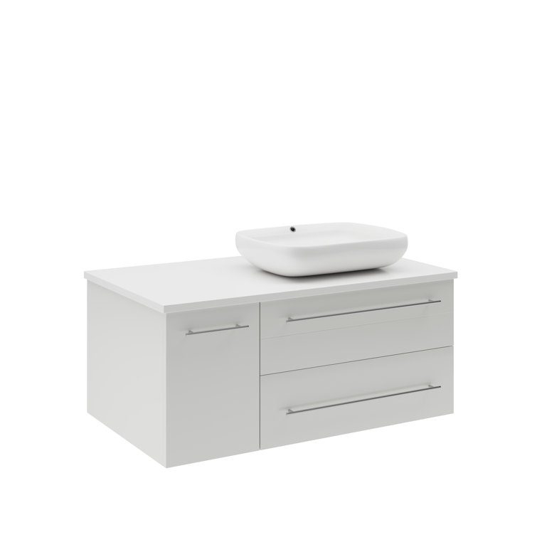 Lucera 36" White Wall Mounted Single Vessel Sink Vanity