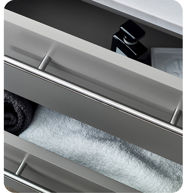 Lucera 42" Gray Wall Mount Vanity with Quartz Top and Vessel Sink