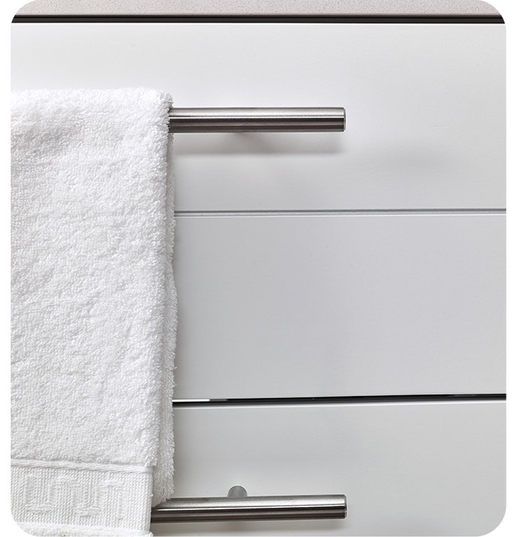 72" White Modern Wall-Mount Double Vanity with Quartz Top