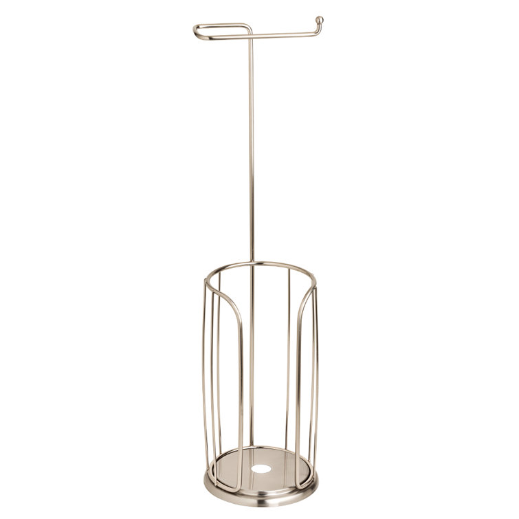 Brushed Nickel Freestanding Toilet Paper Holder with Storage