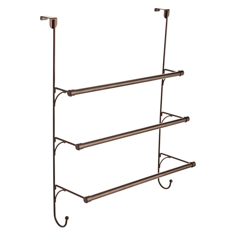 Brushed Bronze Over-the-Door Triple Towel Rack