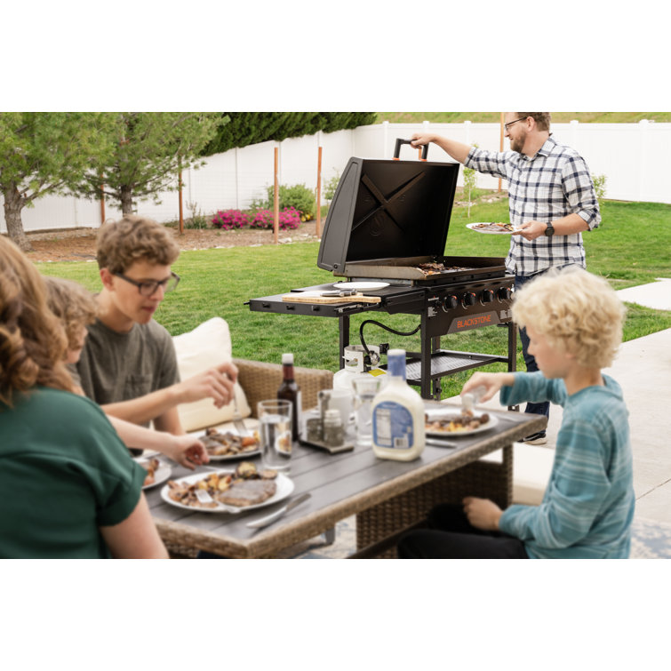 Black Stainless Steel 36" Cart Style Griddle with Hood