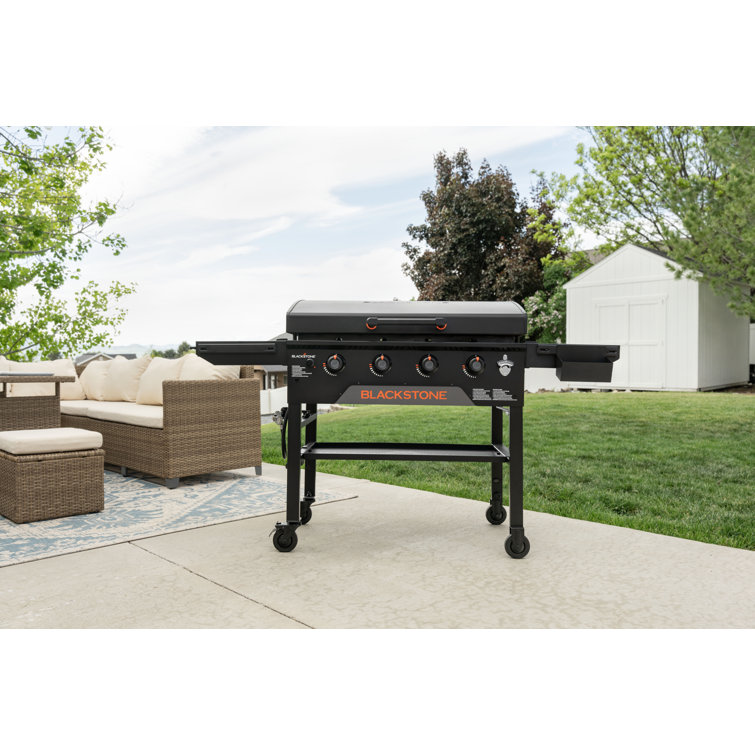 Black Stainless Steel 36" Cart Style Griddle with Hood