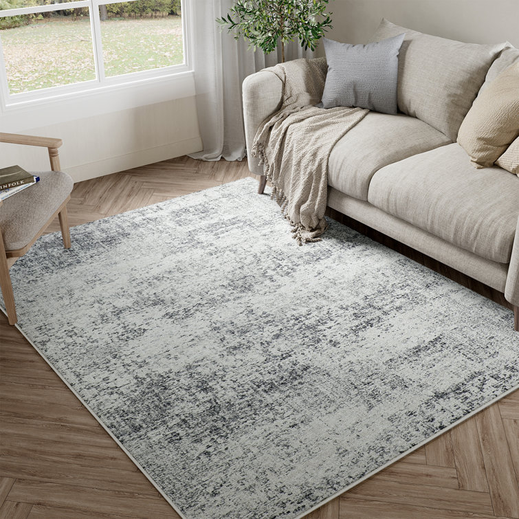 Kimberley Gray Abstract 5' x 7' Washable Area Rug with Non-Slip Backing