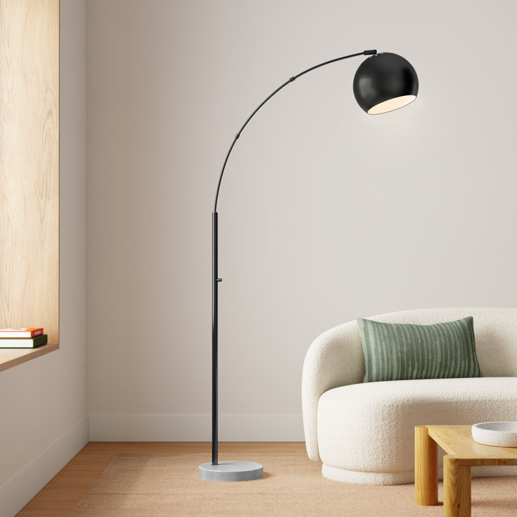 Astoria Modern Black Arc Floor Lamp with Marble Base