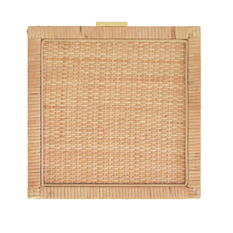 Natural Rattan Decorative Box with Brass Accents