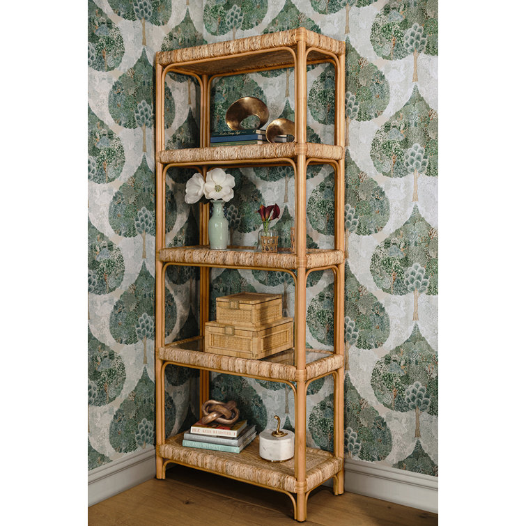 Natural Rattan Decorative Box with Brass Accents