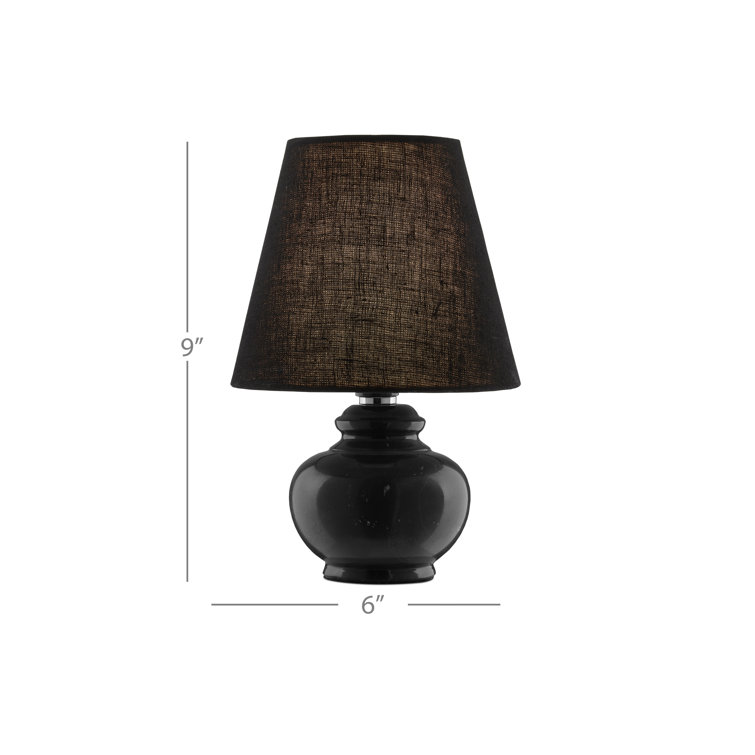 Benicio Black Marquina Marble Mini Table Lamp with Linen Shade