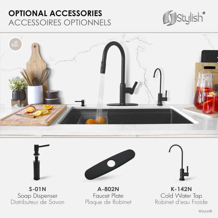 Matte Black Stainless Steel Pull Down Kitchen Faucet with Spray