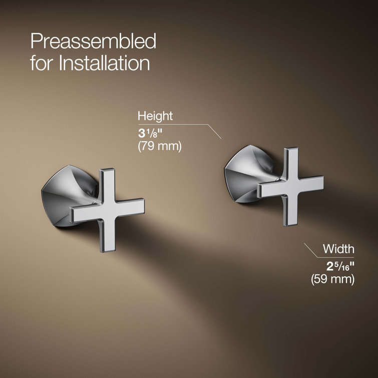 Polished Chrome Wall-Mount Bathroom Sink Faucet Cross Handles