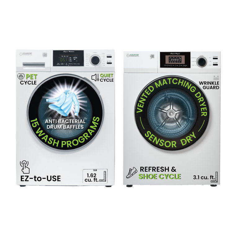 Compact White Electric Stacking Washer and Dryer Set