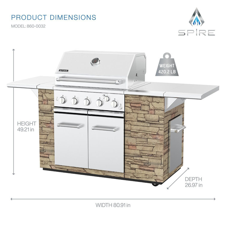 Spire 5-Burner Stainless Steel Propane BBQ Grill Island