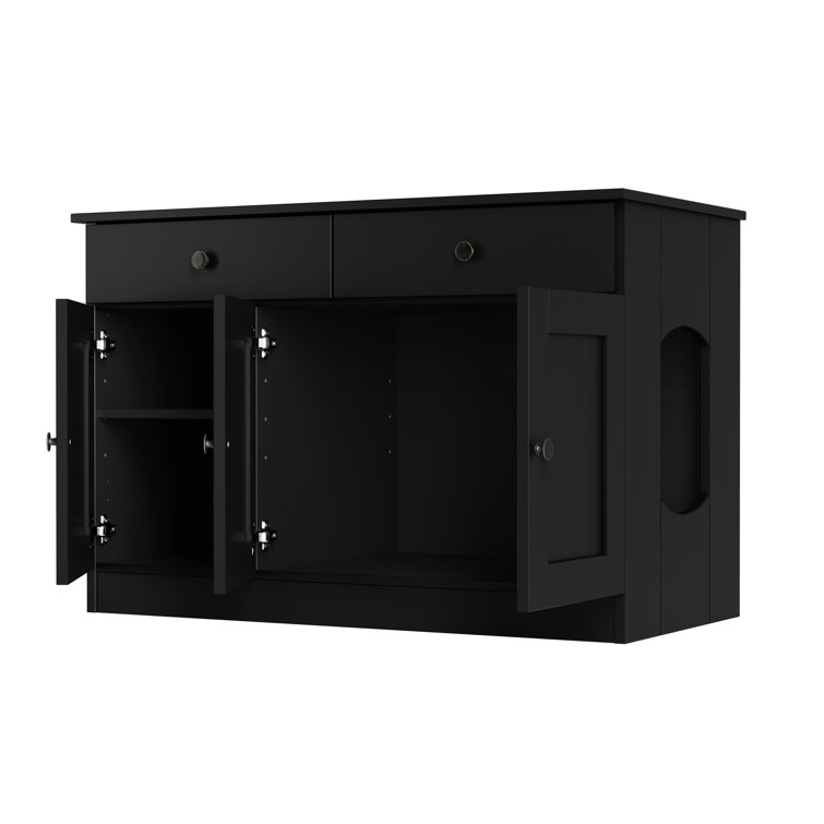 Palace Imports 100% Solid Wood Haajarah 3-Door Cat Litter Enclosure with 2-Drawers