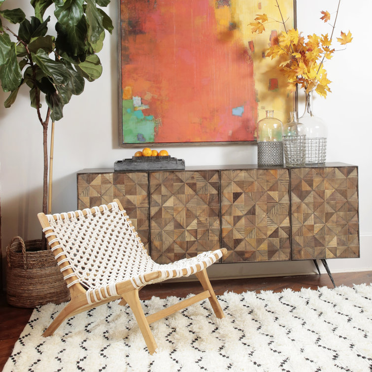 Mario White and Teak Outdoor Lounge Chair