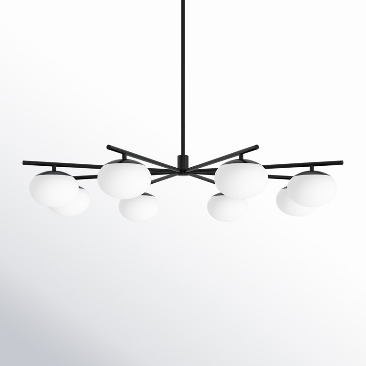 Lune Aged Iron 8-Light Globe Chandelier with Milk White Glass