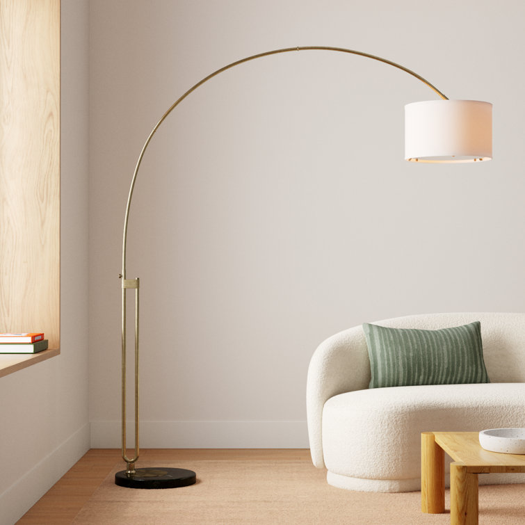 Elegant 84'' Antique Gold Arc Floor Lamp with White Cotton Shade