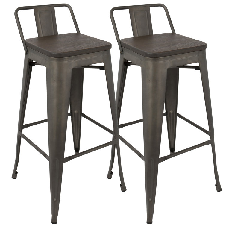 Antique Espresso 35.7" Steel and Bamboo Bar Stool