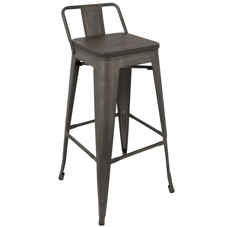 Antique Espresso 35.7" Steel and Bamboo Bar Stool