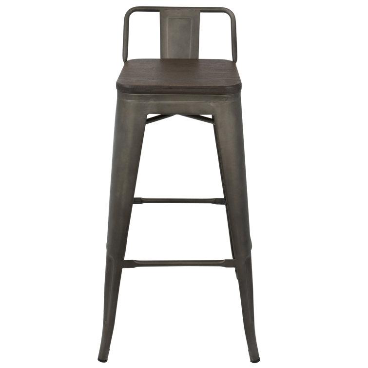 Antique Espresso 35.7" Steel and Bamboo Bar Stool