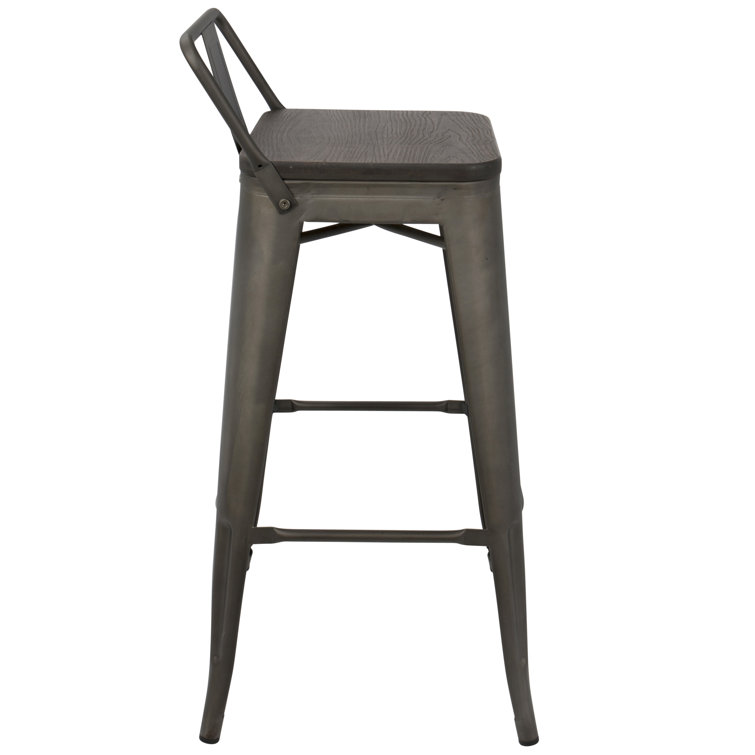 Antique Espresso 35.7" Steel and Bamboo Bar Stool