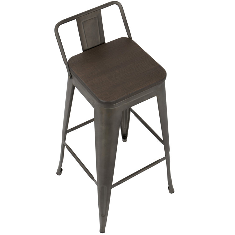 Antique Espresso 35.7" Steel and Bamboo Bar Stool
