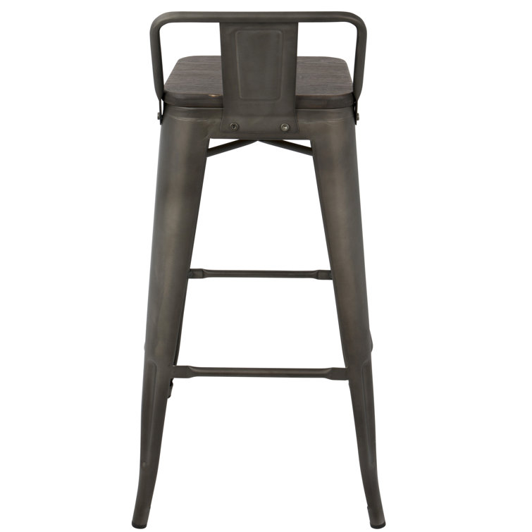Antique Espresso 35.7" Steel and Bamboo Bar Stool