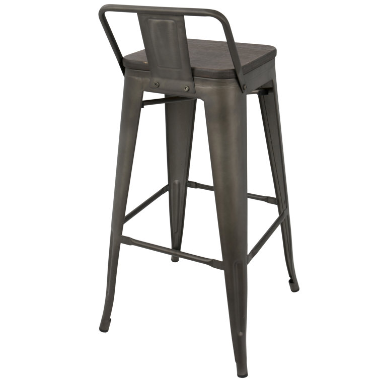 Antique Espresso 35.7" Steel and Bamboo Bar Stool