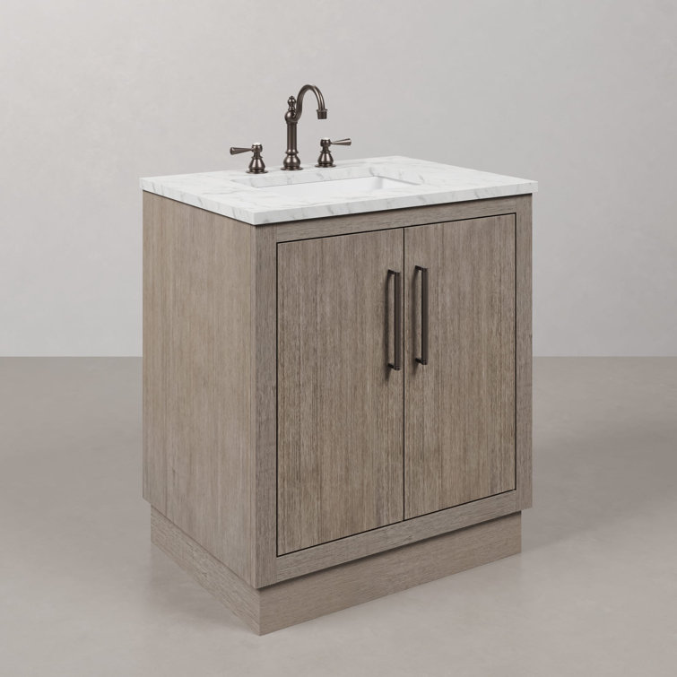Hugo 30" Grey Oak Vanity with Carrara Marble Countertop