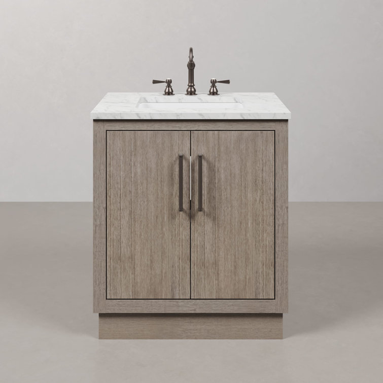 Hugo 30" Grey Oak Vanity with Carrara Marble Countertop