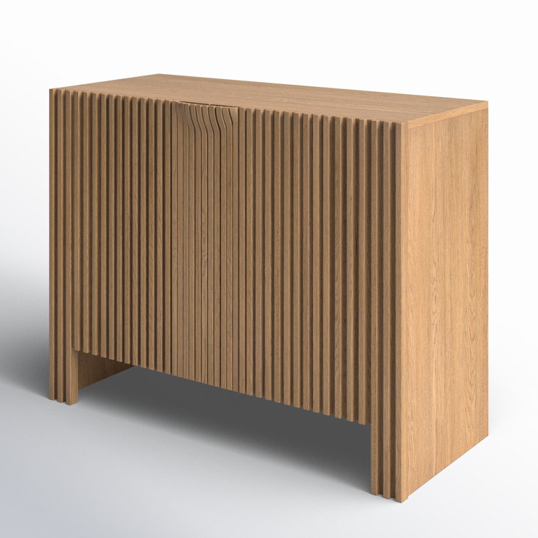 Fallon 41" Natural Oak Wood Sideboard with Panel Design