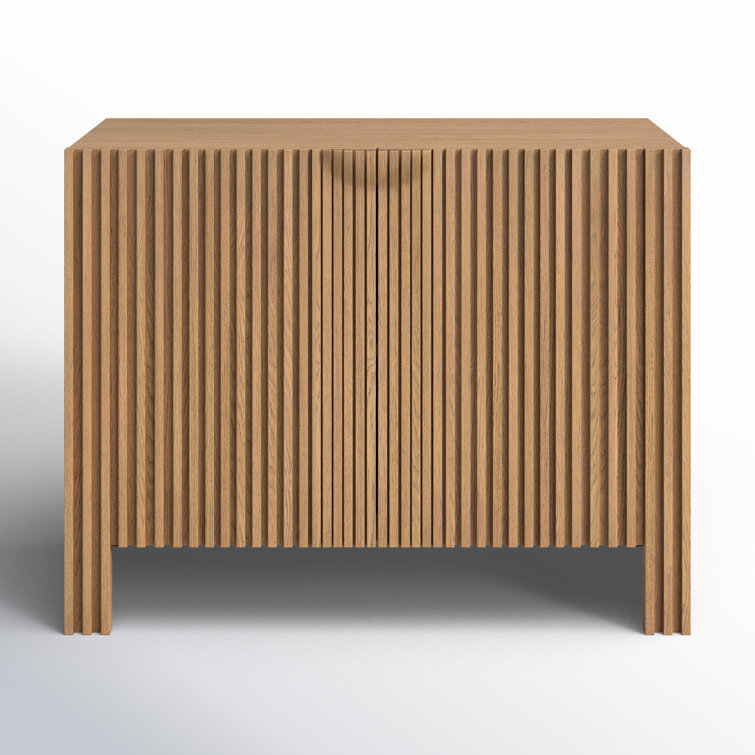 Fallon 41" Natural Oak Wood Sideboard with Panel Design