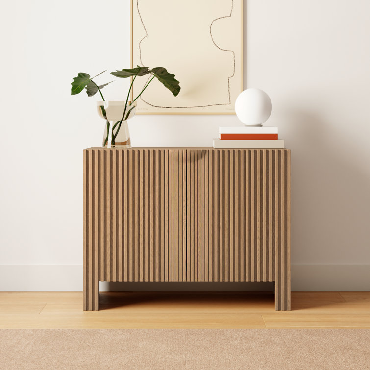 Fallon 41" Natural Oak Wood Sideboard with Panel Design