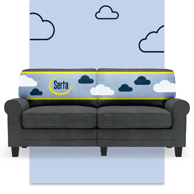 Charcoal Microfiber Rolled Arm 73" Sofa with Pillow Back