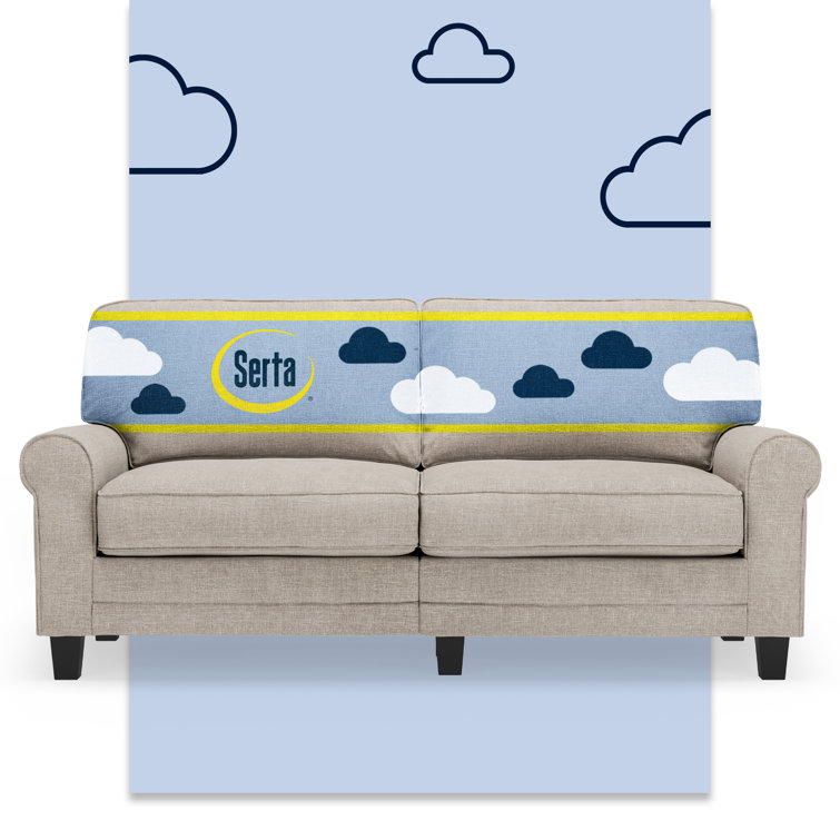 Copenhagen 73" Light Gray Fabric Sofa with Pillowed Back and Rounded Arms