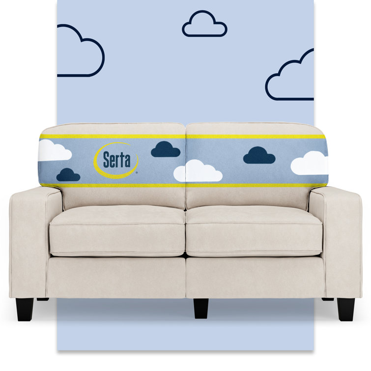 Serta Palisades 61" Cream Microfiber Loveseat with Pillow Back