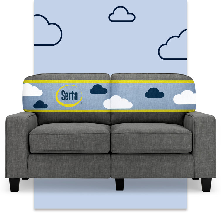 Gray Microfiber Track Arm Loveseat with Removable Cushions