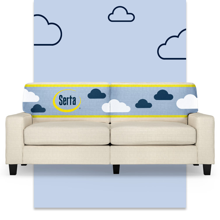 Serta Palisades Light Cream Linen Fabric Sofa with Removable Cushions