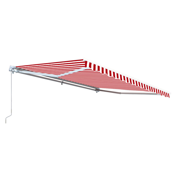 ALEKO Motorized Retractable Red and White Striped Patio Awning